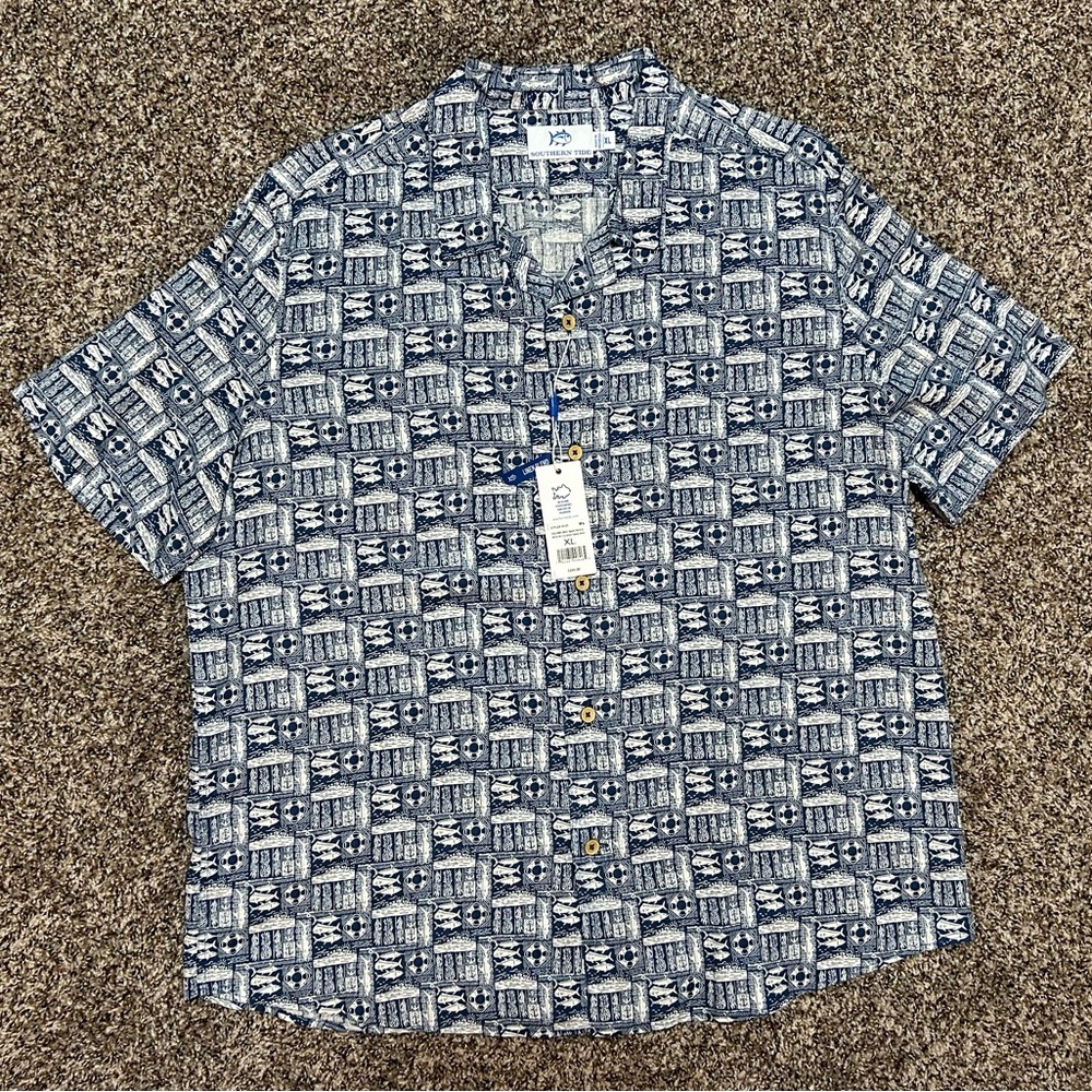 NWT — Southern Tide M SS All Inclusive Camp Shirt — Size: XL — Color: Aged Denim